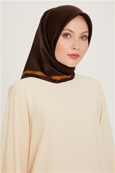 Armine Klasik Desenli Twill Saf İpek Eşarp 9261D 07 52