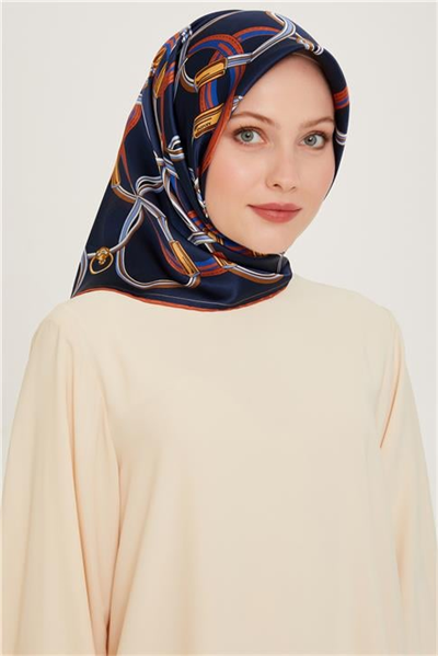 Armine Klasik Desenli Twill Saf İpek Eşarp 9203D 07