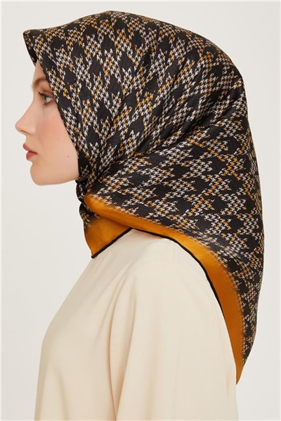 Armine Klasik Desenli Twill Saf İpek Eşarp 9239D 31