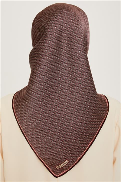 Armine Klasik Desenli Twill Saf İpek Eşarp 9250D 81