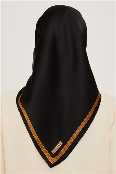 Armine Klasik Desenli Twill Saf İpek Eşarp 9261D 07 02