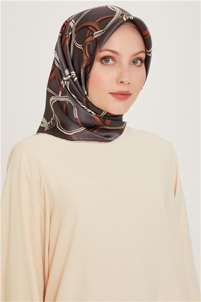 Armine Klasik Desenli Twill Saf İpek Eşarp 9203D 51
