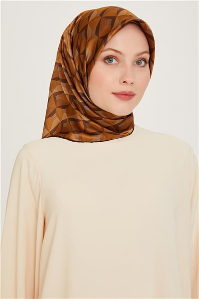 Armine Klasik Desenli Twill Saf İpek Eşarp 9204D 31