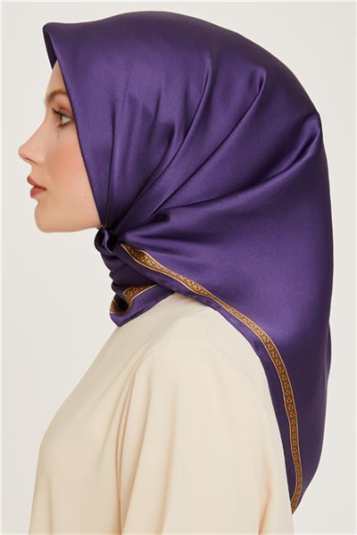 Armine Klasik Desenli Twill Saf İpek Eşarp 9261D 07 32