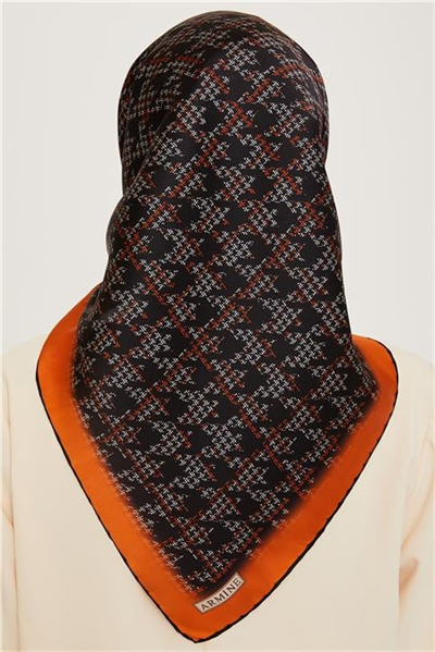 Armine Klasik Desenli Twill Saf İpek Eşarp 9239D 80