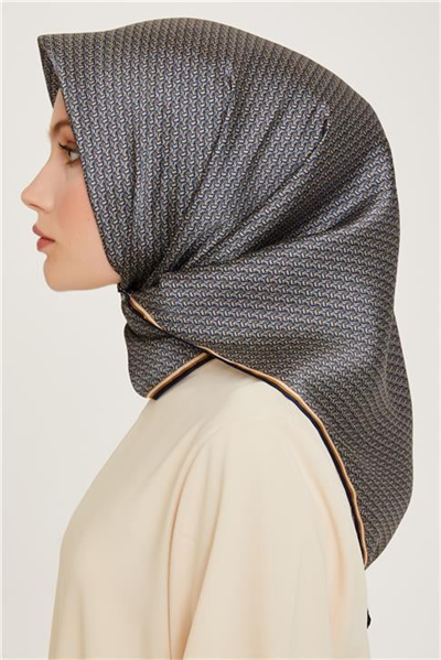 Armine Klasik Desenli Twill Saf İpek Eşarp 9250D 83