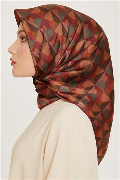 Armine Klasik Desenli Twill Saf İpek Eşarp 9204D 82