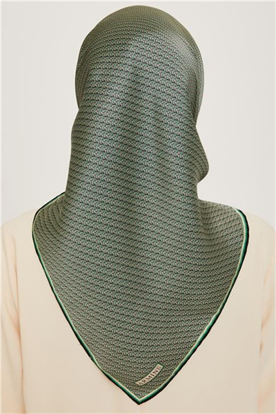 Armine Klasik Desenli Twill Saf İpek Eşarp 9250D 03