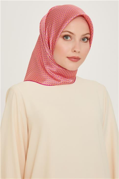 Armine Klasik Desenli Twill Saf İpek Eşarp 9210D 80 04