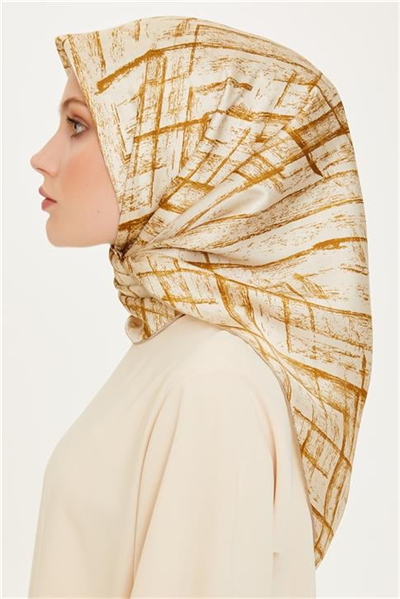 Armine Klasik Desenli Twill Saf İpek Eşarp 9258D 07