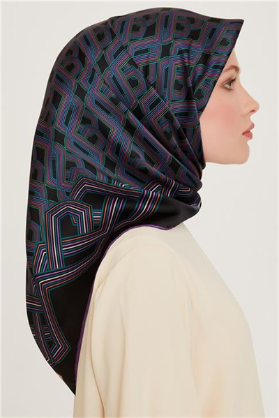 Armine Klasik Desenli Twill Saf İpek Eşarp 9213D 80