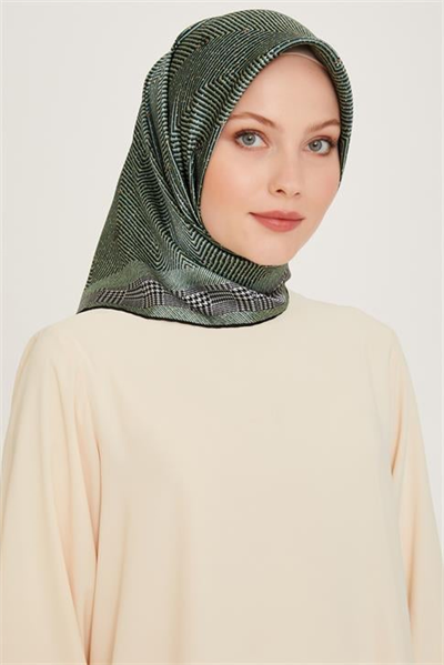Armine Klasik Desenli Twill Saf İpek Eşarp 9252D 03 34