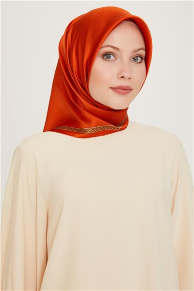 Armine Klasik Desenli Twill Saf İpek Eşarp 9261D 07 83