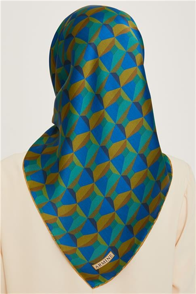 Armine Klasik Desenli Twill Saf İpek Eşarp 9204D 33