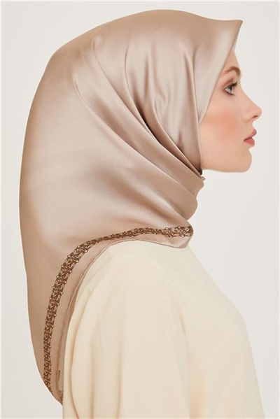 Armine Klasik Desenli Twill Saf İpek Eşarp 9260D 06