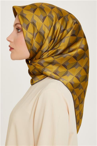 Armine Klasik Desenli Twill Saf İpek Eşarp 9204D 53
