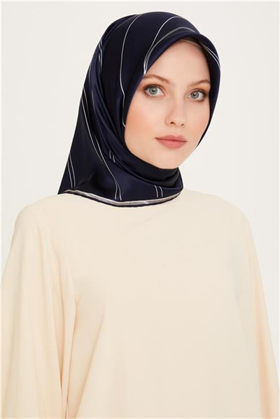 Armine Klasik Desenli Twill Saf İpek Eşarp 9251D 50