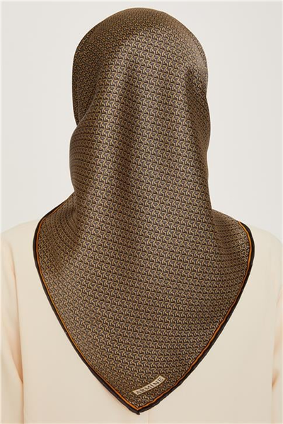 Armine Klasik Desenli Twill Saf İpek Eşarp 9250D 52