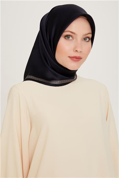 Armine Klasik Desenli Twill Saf İpek Eşarp 9261D 07 37
