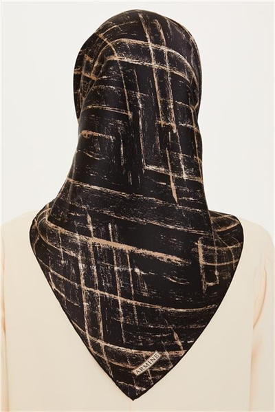 Armine Klasik Desenli Twill Saf İpek Eşarp 9258D 04