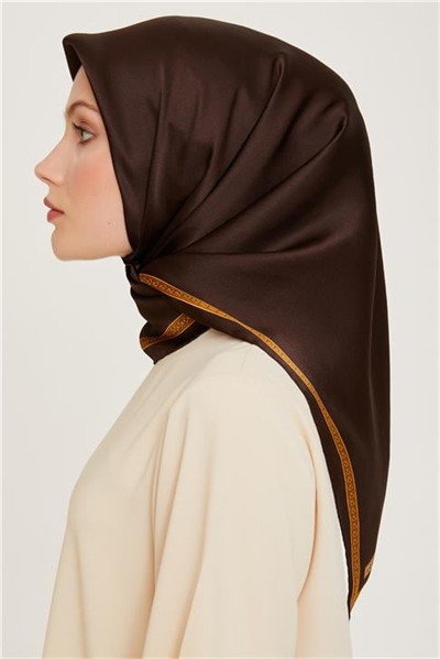 Armine Klasik Desenli Twill Saf İpek Eşarp 9261D 07 52