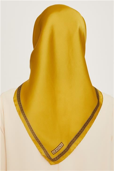 Armine Klasik Desenli Twill Saf İpek Eşarp 9261D 07 39