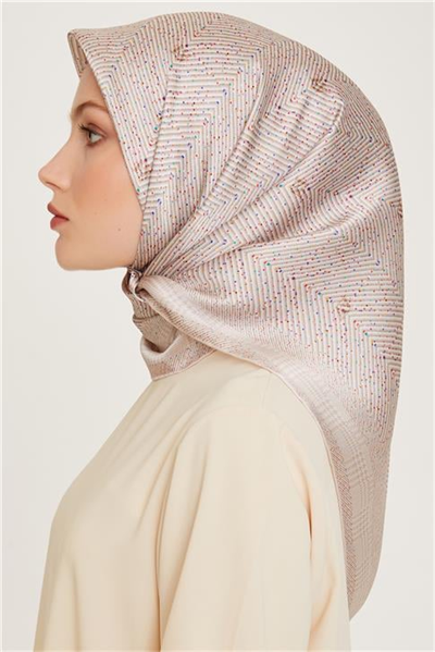 Armine Klasik Desenli Twill Saf İpek Eşarp 9252D 03 04