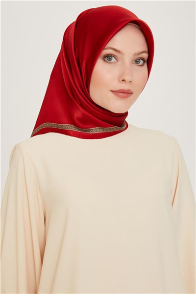 Armine Klasik Desenli Twill Saf İpek Eşarp 9261D 07 35