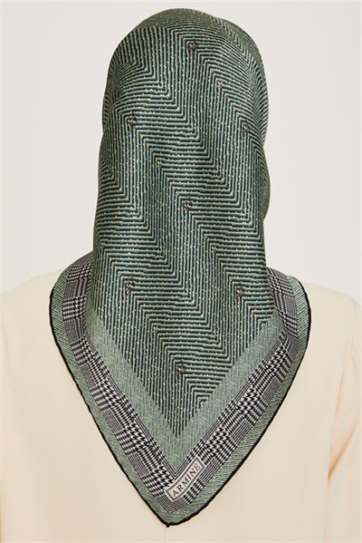 Armine Klasik Desenli Twill Saf İpek Eşarp 9252D 03 34