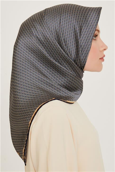 Armine Klasik Desenli Twill Saf İpek Eşarp 9250D 83