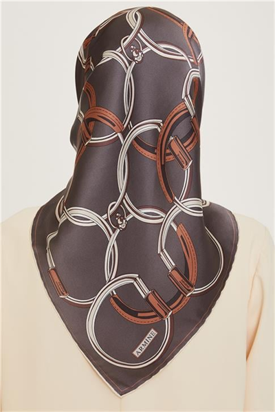 Armine Klasik Desenli Twill Saf İpek Eşarp 9203D 51