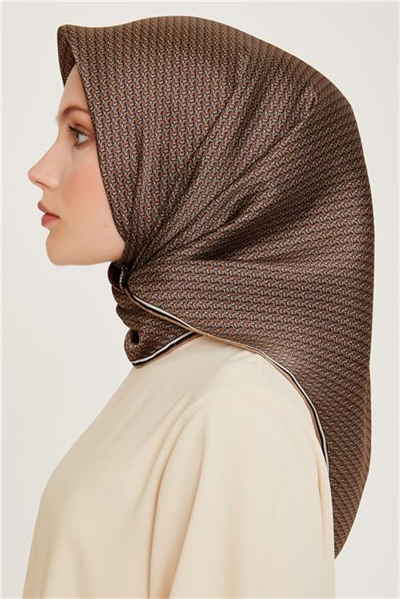 Armine Klasik Desenli Twill Saf İpek Eşarp 9250D 80