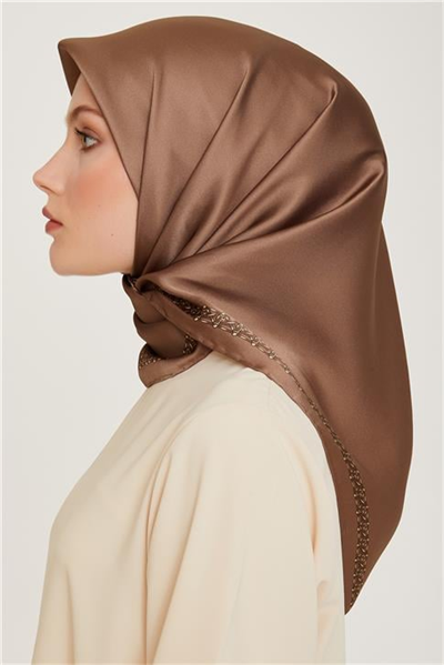 Armine Klasik Desenli Twill Saf İpek Eşarp 9260D 36
