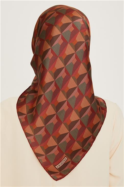 Armine Klasik Desenli Twill Saf İpek Eşarp 9204D 82