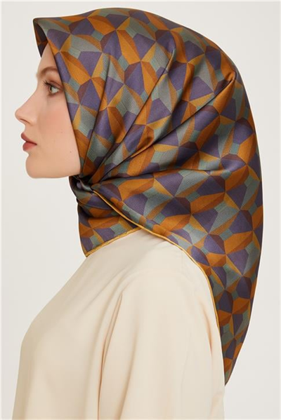 Armine Klasik Desenli Twill Saf İpek Eşarp 9204D 39