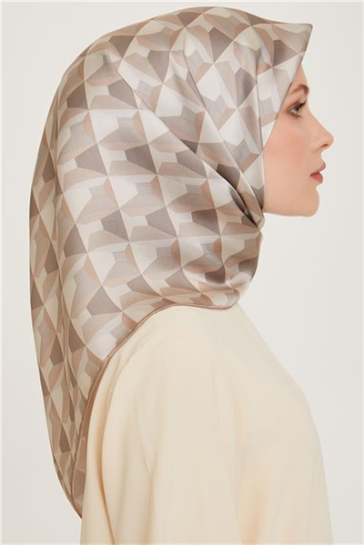 Armine Klasik Desenli Twill Saf İpek Eşarp 9204D 85