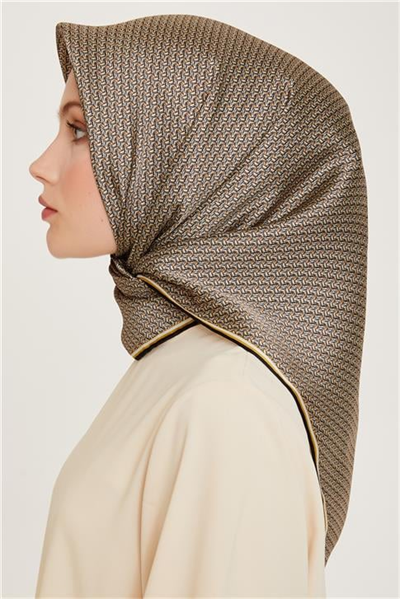 Armine Klasik Desenli Twill Saf İpek Eşarp 9250D 31