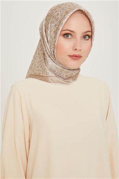 Armine Klasik Desenli Twill Saf İpek Eşarp 9248D 05 80