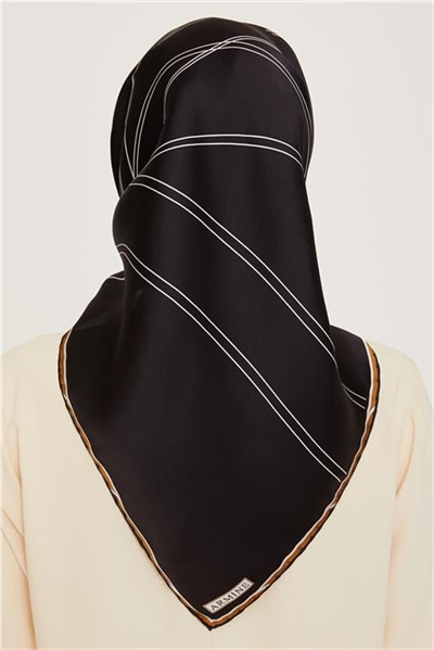 Armine Klasik Desenli Twill Saf İpek Eşarp 9251D 09
