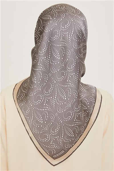 Armine Klasik Desenli Twill Saf İpek Eşarp 9246D 33