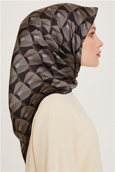Armine Klasik Desenli Twill Saf İpek Eşarp 9204D 83