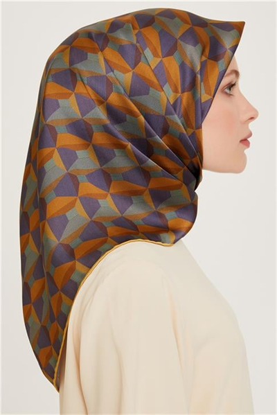 Armine Klasik Desenli Twill Saf İpek Eşarp 9204D 39