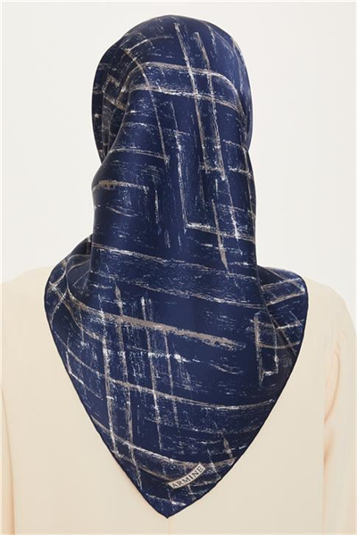 Armine Klasik Desenli Twill Saf İpek Eşarp 9258D 06