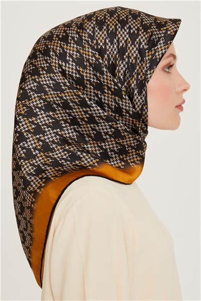 Armine Klasik Desenli Twill Saf İpek Eşarp 9239D 31