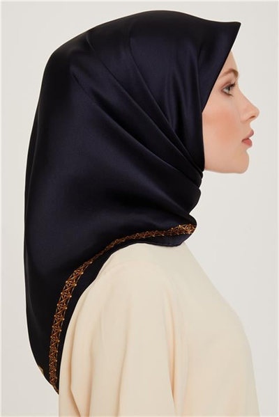 Armine Klasik Desenli Twill Saf İpek Eşarp 9260D 09