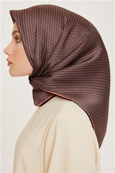 Armine Klasik Desenli Twill Saf İpek Eşarp 9250D 81