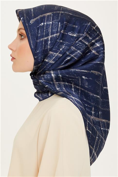 Armine Klasik Desenli Twill Saf İpek Eşarp 9258D 06