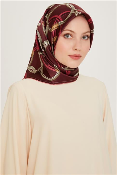 Armine Klasik Desenli Twill Saf İpek Eşarp 9203D 36