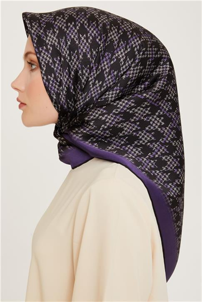 Armine Klasik Desenli Twill Saf İpek Eşarp 9203D 87