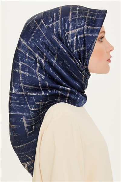 Armine Klasik Desenli Twill Saf İpek Eşarp 9258D 06